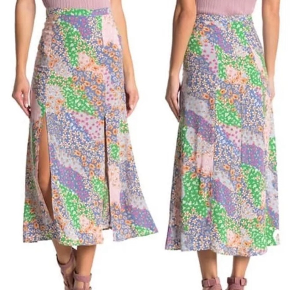 Topshop Austin Floral Midi Skirt Patchwork 6 Cottagecore Fairycore Boho 28x36